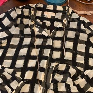 Michael Kors Black and Cream Button Up blouse